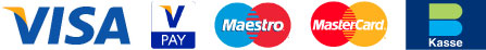 Visa, V Pay, Maestro, Mastercard, Bankomat